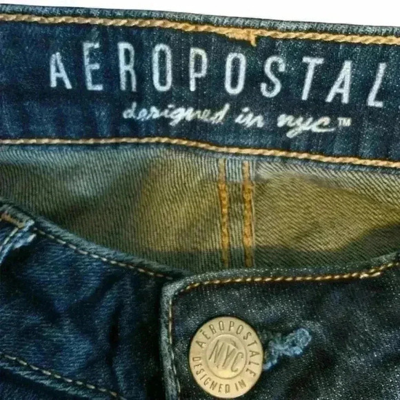 Aeropostale Women's Blue Dark Wash Regular Straight Leg Denim Jeans Size 2 Short - Picture 6 of 8